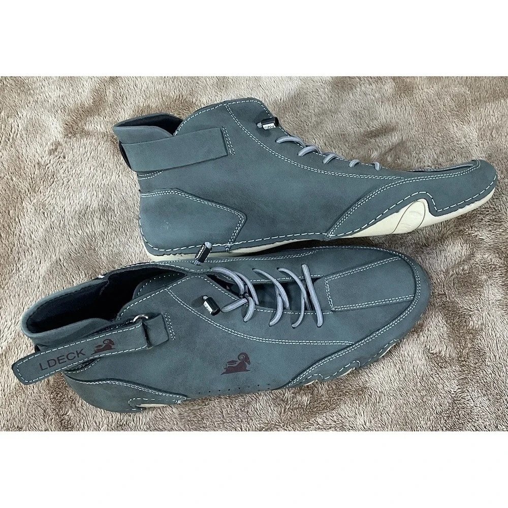 LDECK Mens 43 Mid Top Driving Shoes Slate Green Nubuck Style Sneakers Casual